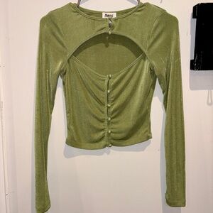 Princess Polly Sage Green Cut-Out Crop Top